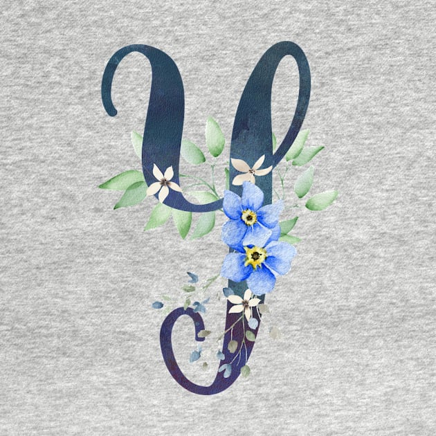 Floral Monogram Y Wild Blue Flowers by floralmonogram